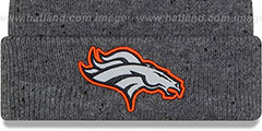 Broncos HEATHERED-SPEC Grey Knit Beanie Hat by New Era - 2nd View