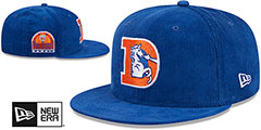 Broncos OLD SCHOOL CORDUROY SIDE-PATCH Royal Fitted Hat by New Era - 2nd View