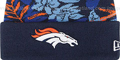 Broncos SNOW-TROPICS Navy Knit Beanie Hat by New Era - 2nd View