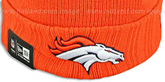 Broncos SUPER BOWL PATCHES Orange Knit Beanie Hat by New Era - 2nd View