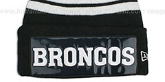 Broncos THROWBACK BIG-SCREEN Black-White Knit Beanie Hat by New Era - 2nd View