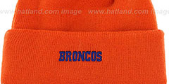 Broncos THROWBACK POMPOM CUFF Orange Knit Beanie Hat by Twins 47 Brand - 2nd View