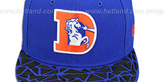 Broncos THROWBACK RUBBER MATTE SNAPBACK Royal Hat by New Era - 2nd View