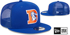 Broncos THROWBACK TEAM-BASIC TRUCKER SNAPBACK Royal Hat by New Era - 2nd View