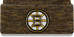 Bruins BEVEL Gold-Black Knit Beanie Hat by New Era - 2nd View