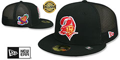 Buccaneers 1998 PB MESH-BACK SIDE-PATCH Black-Black Fitted Hat by New Era - 2nd View