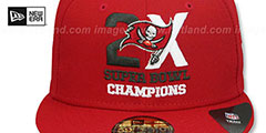 Buccaneers 2X SUPER BOWL CHAMPIONS Red Fitted Hat by New Era - 2nd View