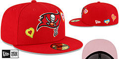 Buccaneers CHAIN STITCH HEARTS Red Fitted Hat by New Era - 2nd View