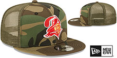 Buccaneers THROWBACK ARMY CAMO TRUCKER Hat by New Era - 2nd View