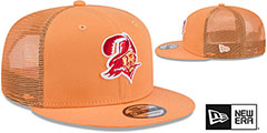 Buccaneers THROWBACK TEAM-BASIC TRUCKER SNAPBACK Orange Hat by New Era - 2nd View