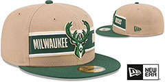 Bucks 2024 NBA DRAFT Camel-Green Fitted Hat by New Era - 2nd View