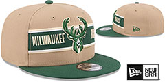 Bucks 2024 NBA DRAFT SNAPBACK Camel-Green Hat by New Era - 2nd View