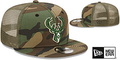 Bucks ARMY CAMO TRUCKER Hat by New Era - 2nd View