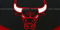 Bulls 2T XL-LOGO Black-Red Fitted Hat by Mitchell and Ness - 2nd View