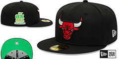 Bulls 6X NBA CHAMPS CITRUS POP Black-Green Fitted Hat by New Era - 2nd View