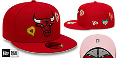 Bulls CHAIN STITCH HEARTS Red Fitted Hat by New Era - 2nd View