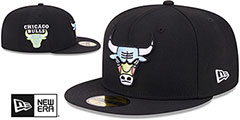 Bulls COLOR PACK SIDE-PATCH Black Fitted Hat by New Era - 2nd View