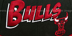 Bulls COMIC-WORD Black-Red Fitted Hat by New Era - 2nd View