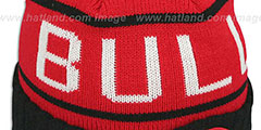 Bulls HIGH-5 CIRCLE BEANIE Red-Black by Mitchell and Ness - 2nd View