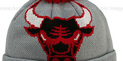 Bulls HWC-BIGGIE Grey Knit Beanie Hat by New Era - 2nd View