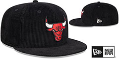 Bulls LETTERMAN PIN CORDUROY Black Fitted Hat by New Era - 2nd View