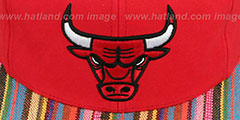 Bulls NATIVE-STRIPE SNAPBACK Red Hat by Mitchell and Ness - 2nd View