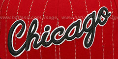 Bulls PIN-SCRIPT Red-Black Fitted Hat by New Era - 2nd View