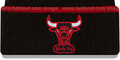 Bulls RIBBED-UP Black Knit Beanie Hat by New Era - 2nd View