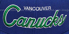 Canucks CLASSIC-SCRIPT Navy Fitted Hat by Mitchell and Ness - 2nd View