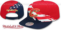 Cavaliers BRUSHED FLAG SNAPBACK Red-Navy Hat by Mitchell and Ness - 2nd View