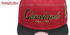 Cavaliers CITY CHAMPS SCRIPT SNAPBACK Burgundy-Black Hat by Mitchell and Ness - 2nd View