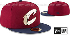 Cavaliers GOLDEN-BADGE Burgundy-Navy Fitted Hat by New Era - 2nd View