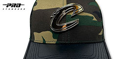 Cavaliers LOW-PRO GOLD METAL BADGE STRAPBACK Camo-Black Hat by Pro Standard - 2nd View