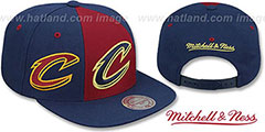 Cavaliers TRIPLE STACK SNAPBACK Burgundy-Navy Hat by Mitchell and Ness - 2nd View