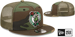 Celtics ARMY CAMO TRUCKER Hat by New Era - 2nd View