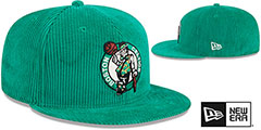 Celtics LETTERMAN PIN CORDUROY Kelly Fitted Hat by New Era - 2nd View