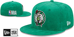 Celtics OLD SCHOOL CORDUROY SIDE-PATCH Kelly Fitted Hat by New Era - 2nd View