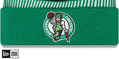 Celtics STRIPED Knit Beanie Hat by New Era - 2nd View