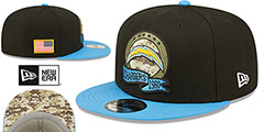 Chargers 2022 SALUTE-TO-SERVICE SNAPBACK Black-Blue Hat by New Era - 2nd View