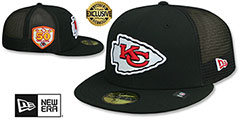 Chiefs 50TH MESH-BACK SIDE-PATCH Black-Black Fitted Hat by New Era - 2nd View