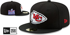 Chiefs SUPER BOWL LVIII CHAMPIONS Black Fitted Hat by New Era - 2nd View