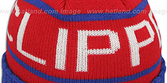 Clippers HIGH-5 CIRCLE BEANIE Red-Royal by Mitchell and Ness - 2nd View