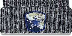 Cowboys 2023 SALUTE-TO-SERVICE Black -Grey Knit Beanie Hat by New Era - 2nd View