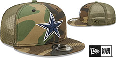 Cowboys ARMY CAMO TRUCKER SNAPBACK Hat by New Era - 2nd View