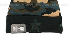 Cowboys CAMO-TOP Black-Army Camo Knit Beanie Hat by New Era - 2nd View