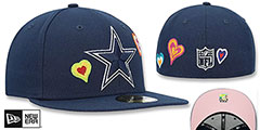 Cowboys CHAIN STITCH HEARTS Navy Fitted Hat by New Era - 2nd View