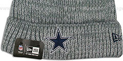 Cowboys CUFF START Grey Knit Beanie Hat by New Era - 2nd View