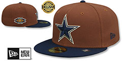 Cowboys HARVEST SIDE-PATCH Brown-Navy Fitted Hat by New Era - 2nd View