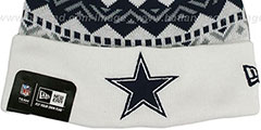 Cowboys IVORY CUFF White Knit Beanie Hat by New Era - 2nd View