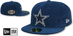 Cowboys OLD SCHOOL CORDUROY SIDE-PATCH Navy Fitted Hat by New Era - 2nd View